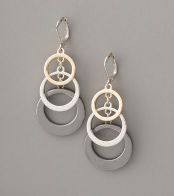 Anne Klein® Circle Drop Earrings - Tritone