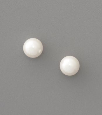 Lauren Ralph Lauren 8mm White Pearl Stud Earrings - Silver