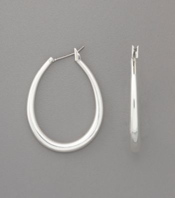 Lauren Ralph Lauren Silvertone Teardrop Hoop Earrings