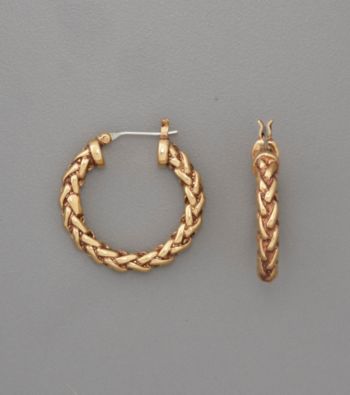 Lauren Ralph Lauren Small Braided Goldtone Hoop Earrings
