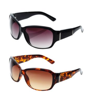 Nine West® Plastic Rectangle Sunglasses with Snake Detail