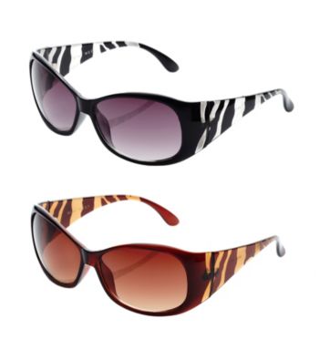 Nine West® Mod Oval Sunglasses with Animal Temple
