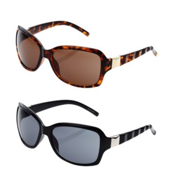 Nine West® Rectangle Sunglasses with Sculpted Temples