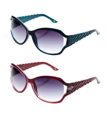 Nine West® Oval Sunglasses with Vented Lens & Weaved Temple Design