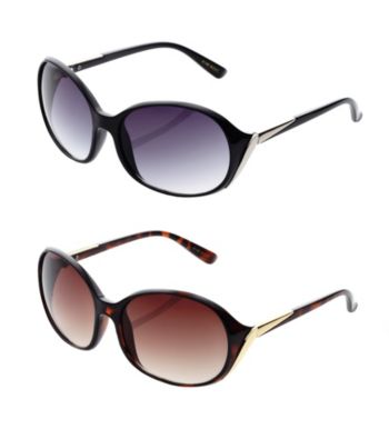 Nine West® Oval Sunglasses with Metal Temple Accents