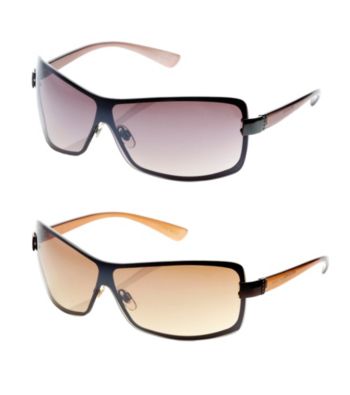 Nine West® Metal Rimless Rectangle Sunglasses with Plastic Temples