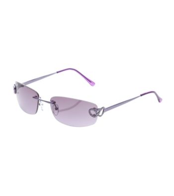 Blink Rimless Rectangle with Hearts Sunglasses - Pink