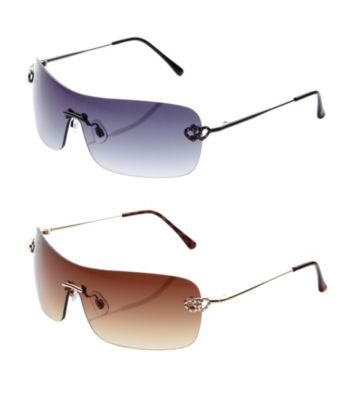 Blink Rimless Shield with Hearts on Hinge Sunglasses