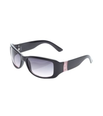 Blink Plastic Rectangle Sunglasses with Heart Detail on Hinge - Black