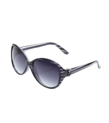 Blink Plastic Round Sunglasses with Bow on Temples - Black
