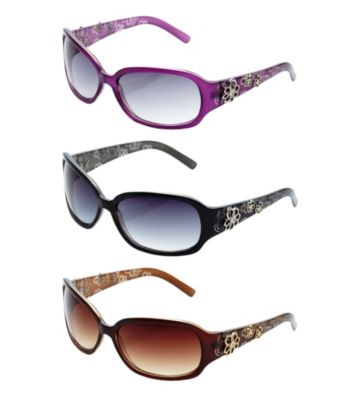 Blink Plastic Round Sunglasses with Flower Detail on Temples