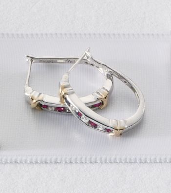 Ruby and White Sapphire Earrings