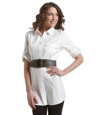 Fashion Focus Studded Connector Stretch Belt - Black / Silver