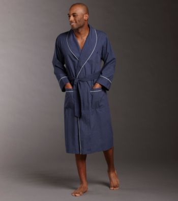 Nautica® Men's Lapel Trim Pin Dot Robe - Peacoat