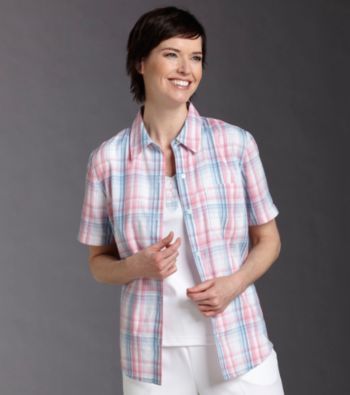 Alfred Dunner® Layered-look Plaid Buttonfront Top - Multi