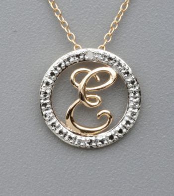 18K Yellow Gold Over Sterling Silver Genuine Diamond Accent Letter 