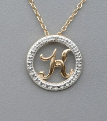 18K Yellow Gold Over Sterling Silver Genuine Diamond Accent Letter 