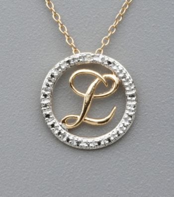 18K Yellow Gold Over Sterling Silver Genuine Diamond Accent Letter 