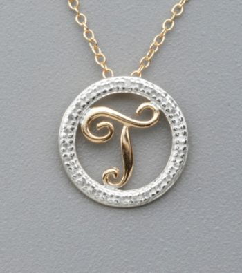 18K Gold Over Sterling Silver Genuine Diamond Accent Letter 