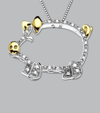.06 ct. t.w. Diamond Pig Pendant in Sterling Silver and 14K Gold