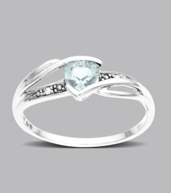 Trillion-cut Aquamarine & Diamond Ring in 10K White Gold