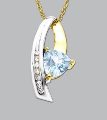 Trillion-cut Aquamarine & Diamond Pendant in 10K White Gold
