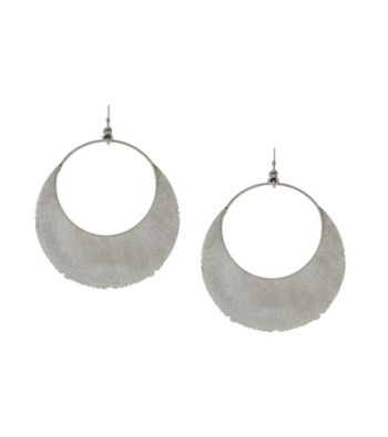 Jessica Simpson Silvertone Half Moon Drop Hoop Earrings