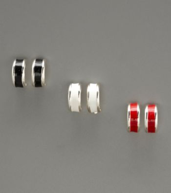 Studio Works® Epoxy Hoop Trio Earrings - Silver/White/Red/Black