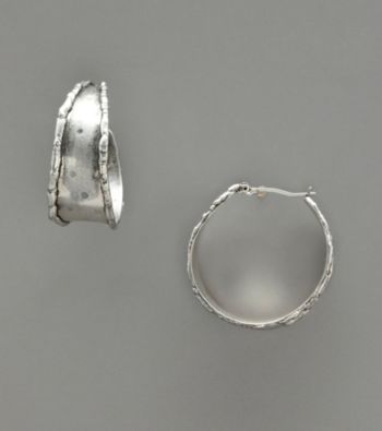Nine West Vintage America Collection® Textured Hoop Earrings - Silver Ox Tone