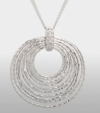 Multi Circle Sterling Silver Pendant with Diamond Accent