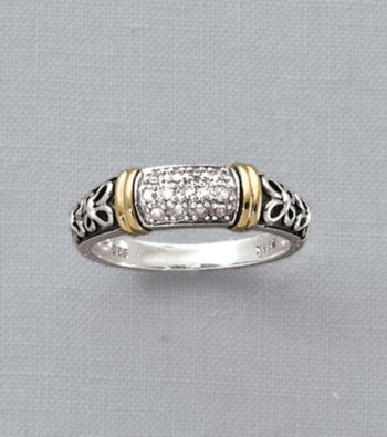 Sterling Silver and 14K Gold Ring with Diamond Accents
