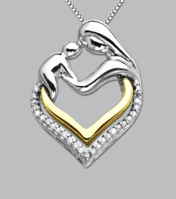 Diamond Mother & Child Heart Pendant