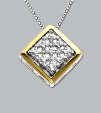 Sterling Silver and 14K Gold Diamond Pendant
