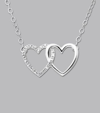 10K White Gold Diamond Interlock Heart Pendant