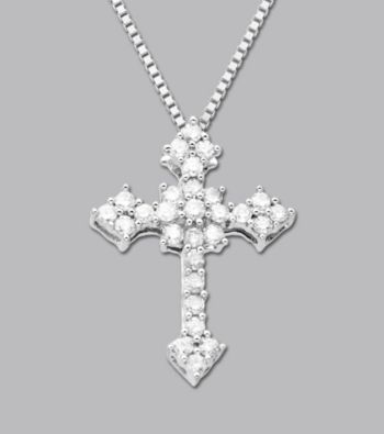 Sterling Silver .25 ct. t.w. Diamond Cross Pendant