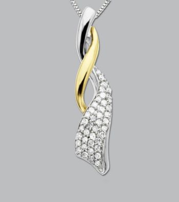 Sterling Silver and 14K Gold .20 ct. t.w. Diamond Pendant