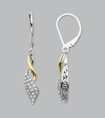 Sterling Silver and 14K Gold .20 ct. t.w. Diamond Earrings