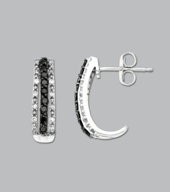 10K White Gold .33 ct. t.w. Black/White Diamond Earrings