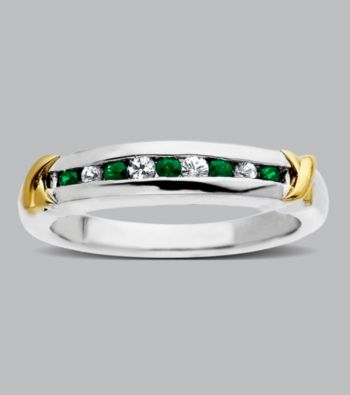 Sterling Silver and 14K Gold Emerald Band