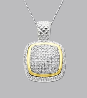Sterling Silver and 14K Gold .20 ct. t.w. Diamond Pendant