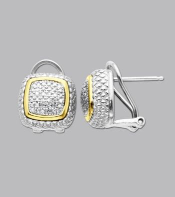 Sterling Silver and 14K Gold .20 ct. t.w. Diamond Earrings