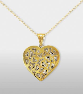 Heart Pendant in Sterling Silver and 14K Gold