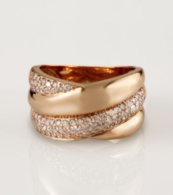 Effy® 14K Pink Gold Overlap .77 ct. t.w. Diamond Pave Ring - Size 7