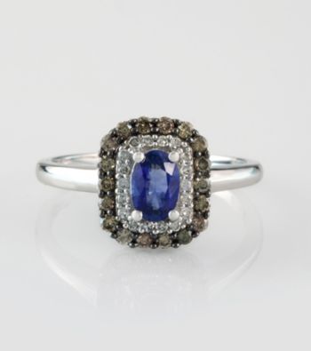 Effy® 14K White Gold Diamond and Sapphire Ring