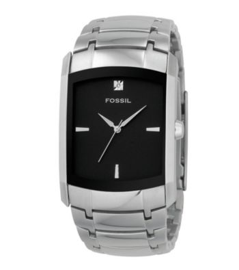 Fossil® Men's Analog Black Dial Diamond Watch