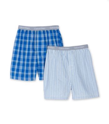 Calvin Klein Boys' 4-18 Blue Striped 2-pk. CK Logo Waistband Boxers
