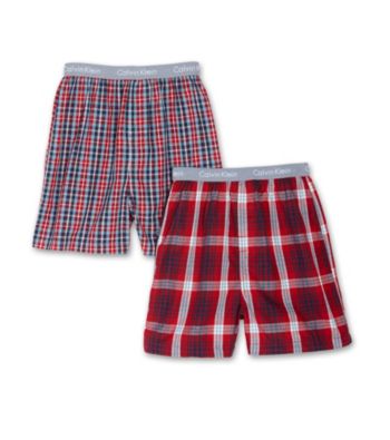 Calvin Klein Boys' 4-18 Red Plaid 2-pk. CK Logo Waistband Boxers