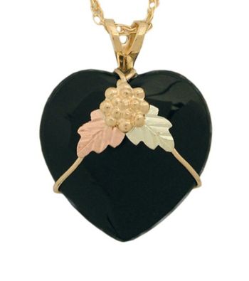 Black Hills Gold 10K Onyx Heart Pendant