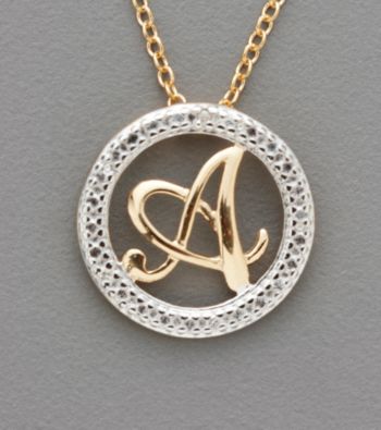 18K Yellow Gold Over Sterling Silver Diamond Accent Letter 