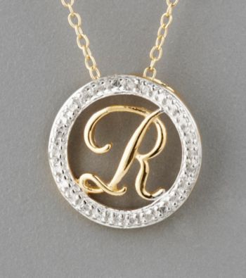 18K Yellow Gold Over Sterling Silver Diamond Accent Letter 